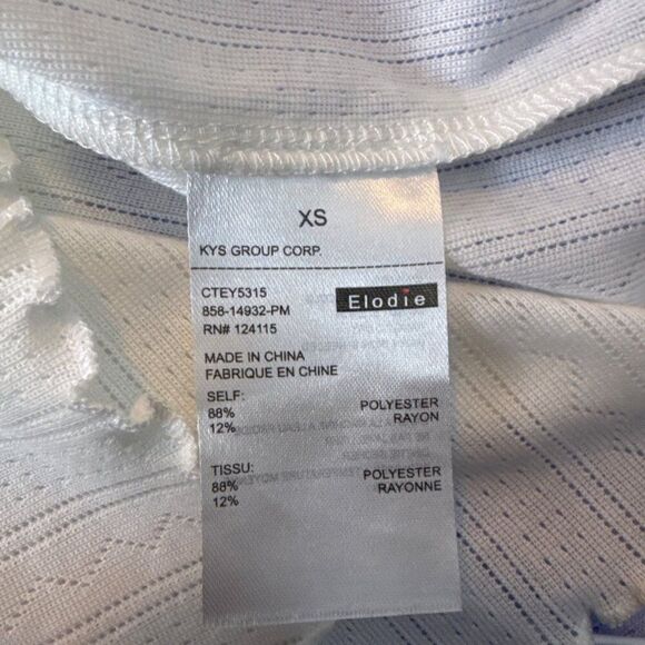 Elodie Womens XS White Ribbed Knit Short Sleeve Top - Picture 4 of 5